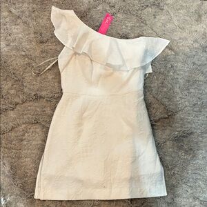 White One-Shoulder Ruffle Dress